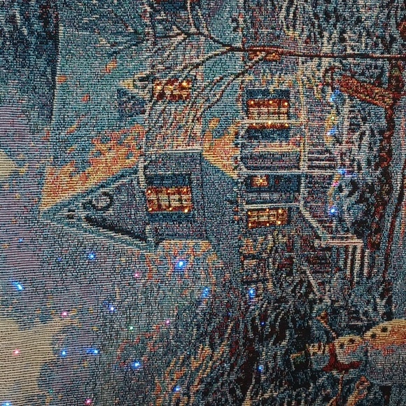 Thomas Kinkade Light Up Tapestry Wall Decor Night Before Christmas Snowman Home - Picture 6 of 9